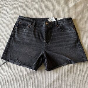 New! American Eagle Outfitters Ex-Boyfriend Black Jean Shorts with Frayed Hem